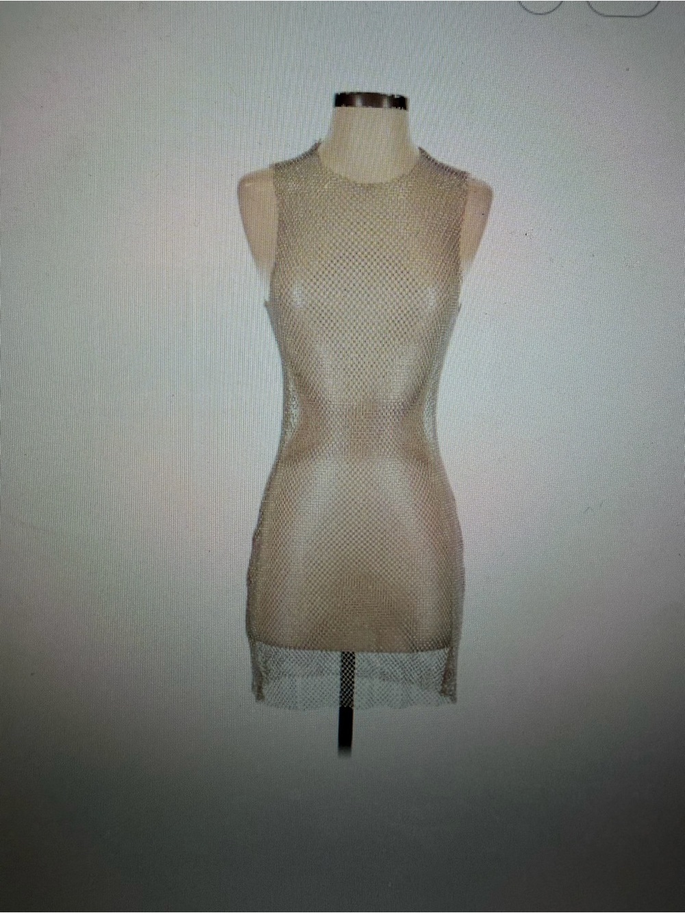 DA VEAMOR Sleeveless Fishnet Tunic Top in Neutral SILVER,one size, NWT - Picture 3 of 6